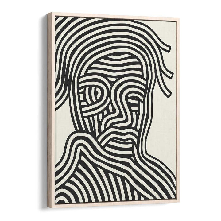 Stripe Portrait By Little Dean Abstract Art Abstract Paintings in Oak Wood Floater Frame