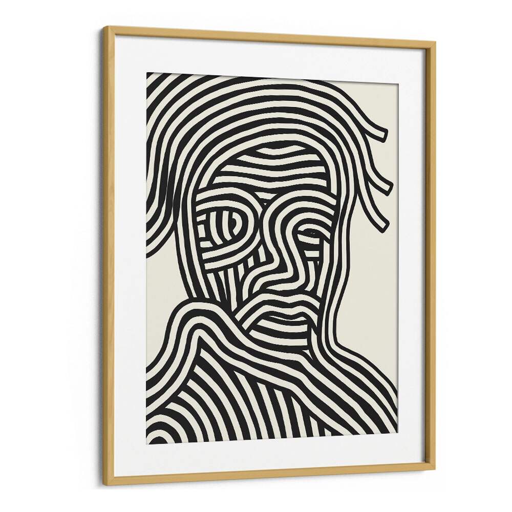 Stripe Portrait By Little Dean Abstract Art Abstract Paintings in Oak Wood Frame With Mount