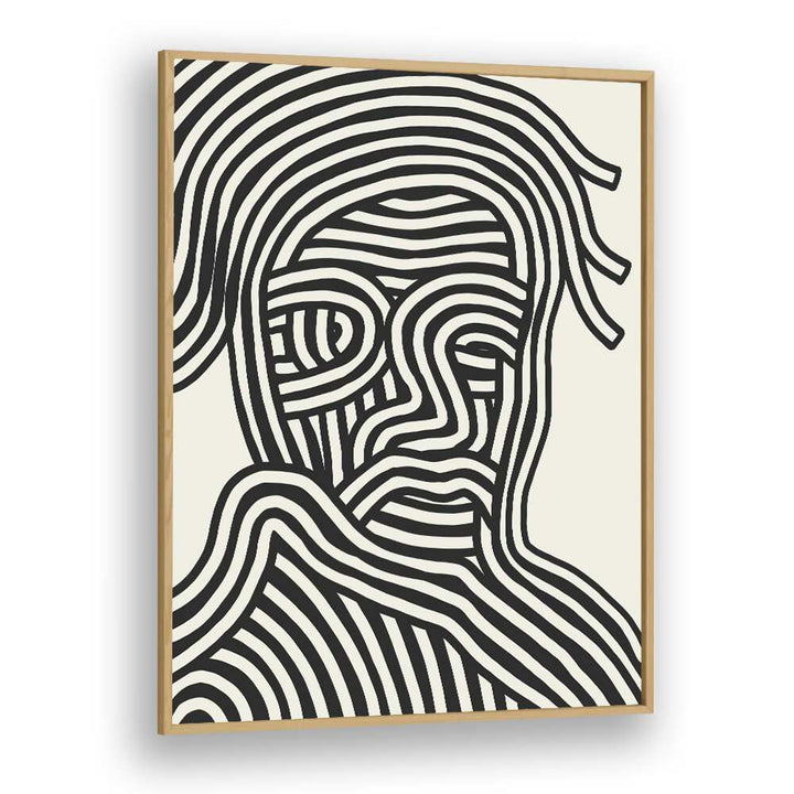 Stripe Portrait By Little Dean Abstract Art Abstract Paintings in Oak Wood Plain Frame