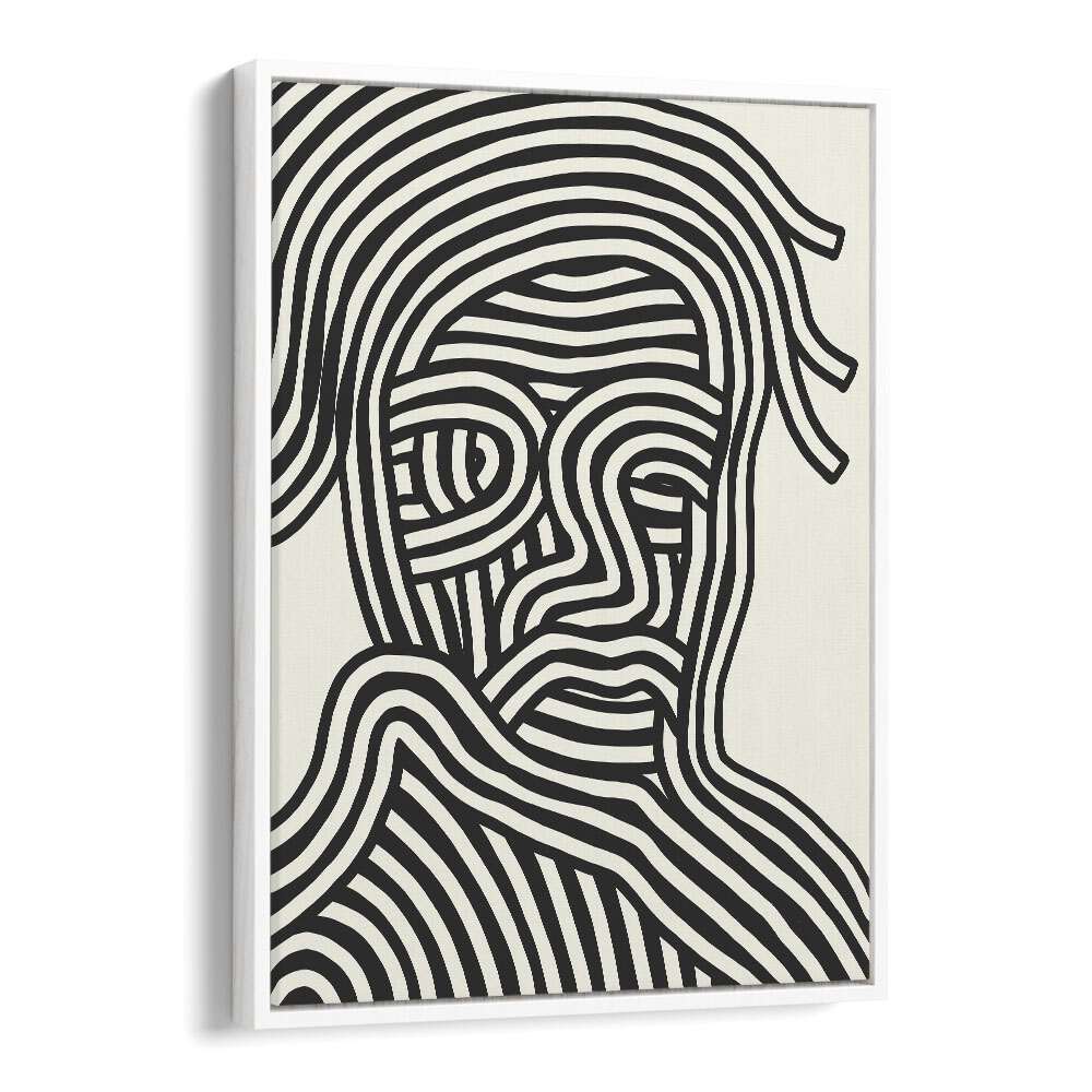 Stripe Portrait By Little Dean Abstract Art Abstract Paintings in White Floater Frame