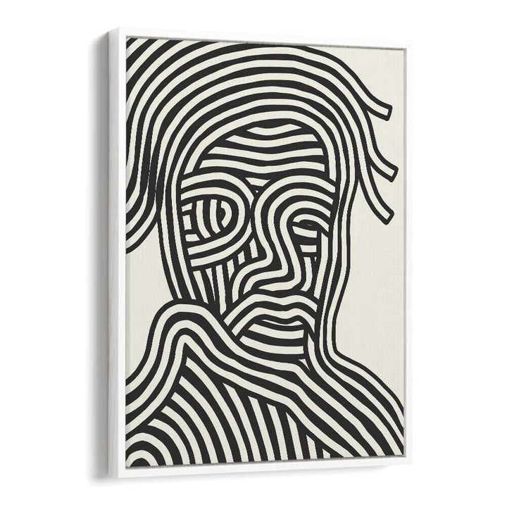 Stripe Portrait By Little Dean Abstract Art Abstract Paintings in White Floater Frame