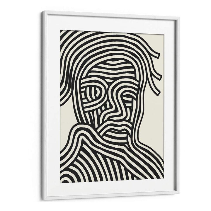 Stripe Portrait By Little Dean Abstract Art Abstract Paintings in White Frame With Mount