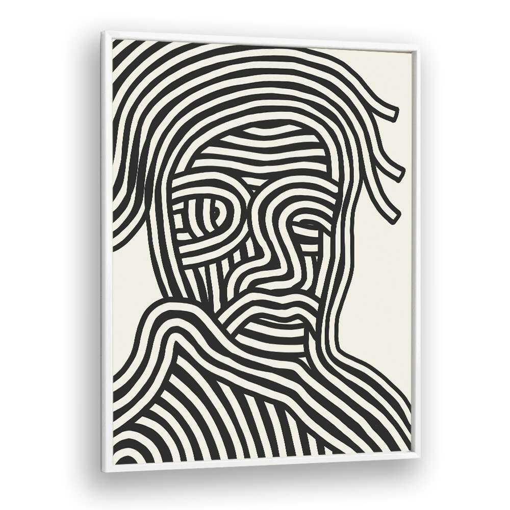 Stripe Portrait By Little Dean Abstract Art Abstract Paintings in White Plain Frame