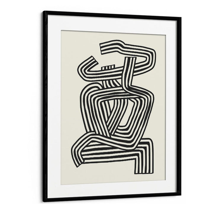 Stripe Woman Portrait By Little Dean Abstract Art Abstract Paintings in Black Frame With Mount