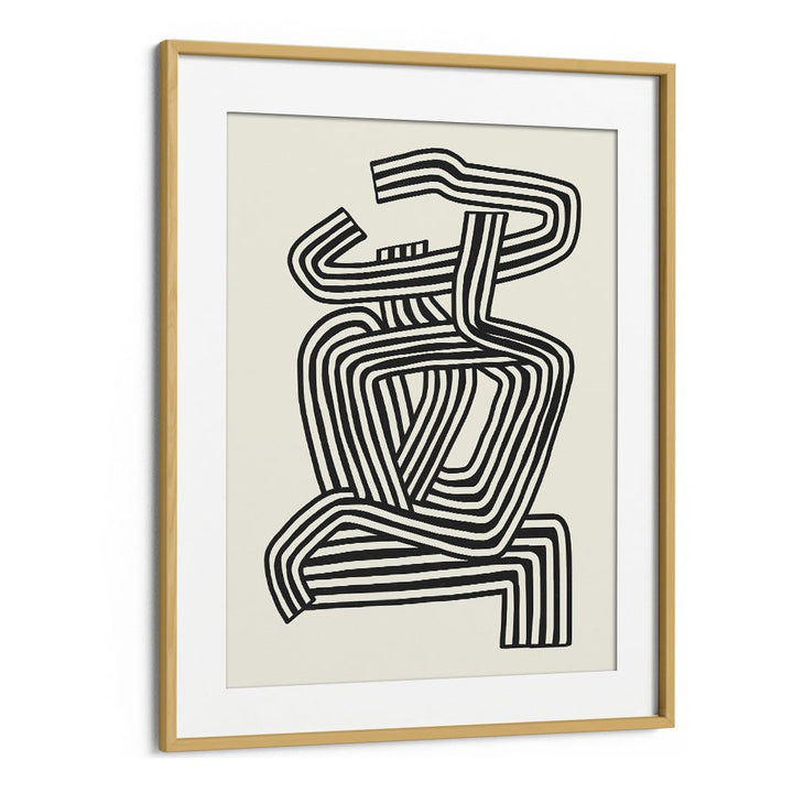 Stripe Woman Portrait By Little Dean Abstract Art Abstract Paintings in Oak Wood Frame With Mount