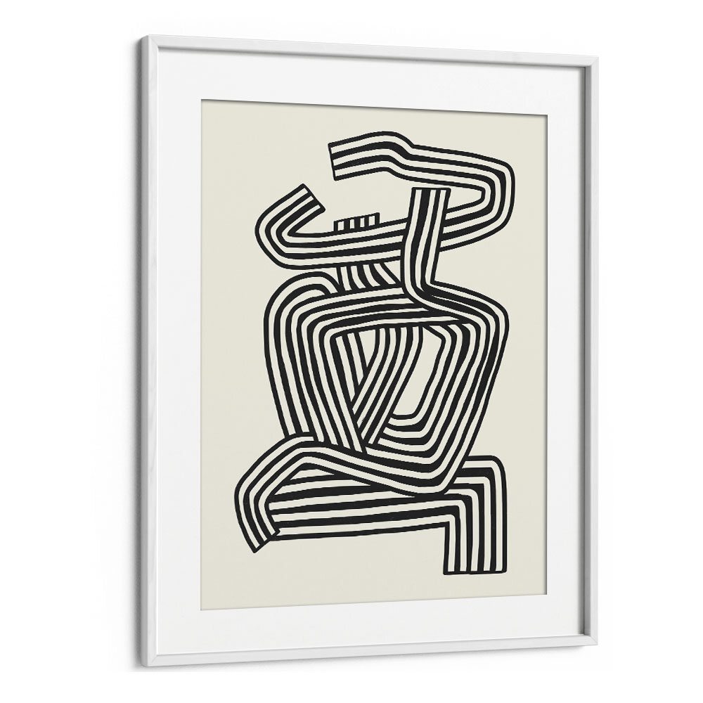 Stripe Woman Portrait By Little Dean Abstract Art Abstract Paintings in White Frame With Mount