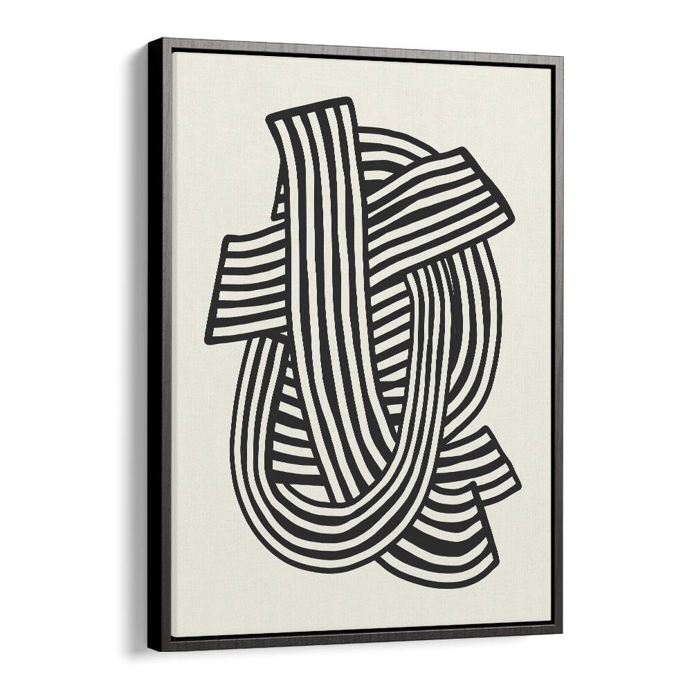 Striped Abstract In Black By Little Dean Abstract Art Abstract Paintings in Black Floater Frame