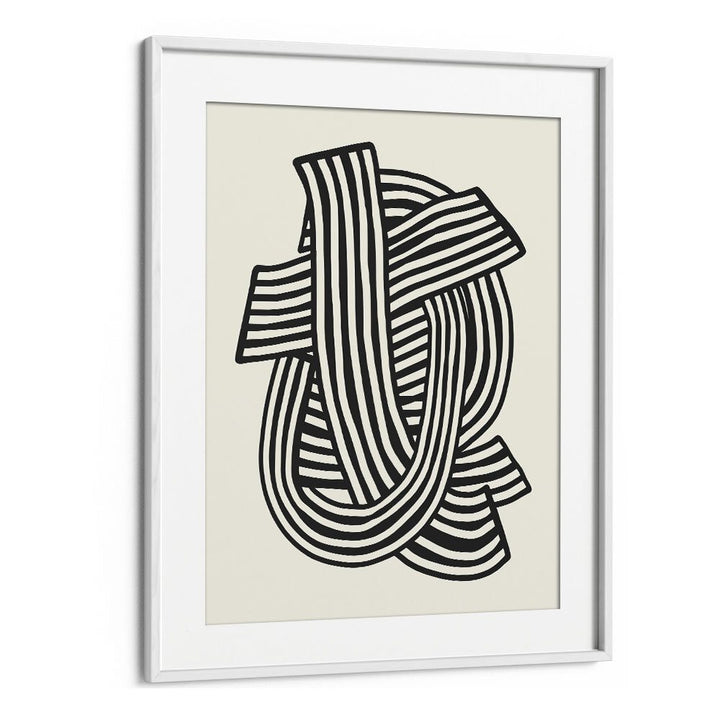 Striped Abstract In Black By Little Dean Abstract Art Abstract Paintings in White Frame With Mount