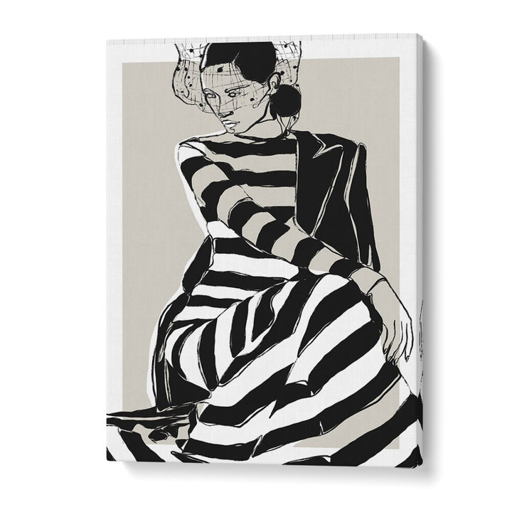 Striped Dress by Treechild Women Illustration Paintings in Gallery Wrap