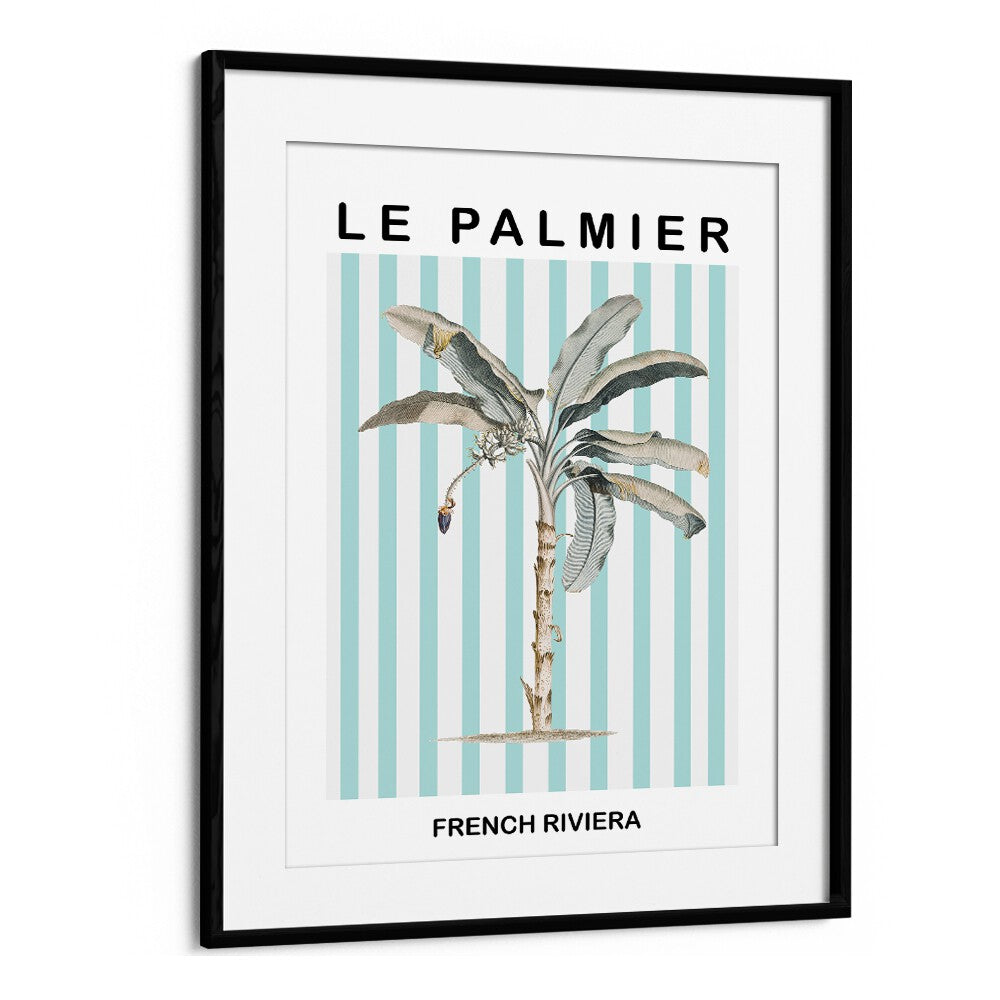 Striped Palm Tree By Grace Digital Art Co Beach Prints in Black Frame With Mount