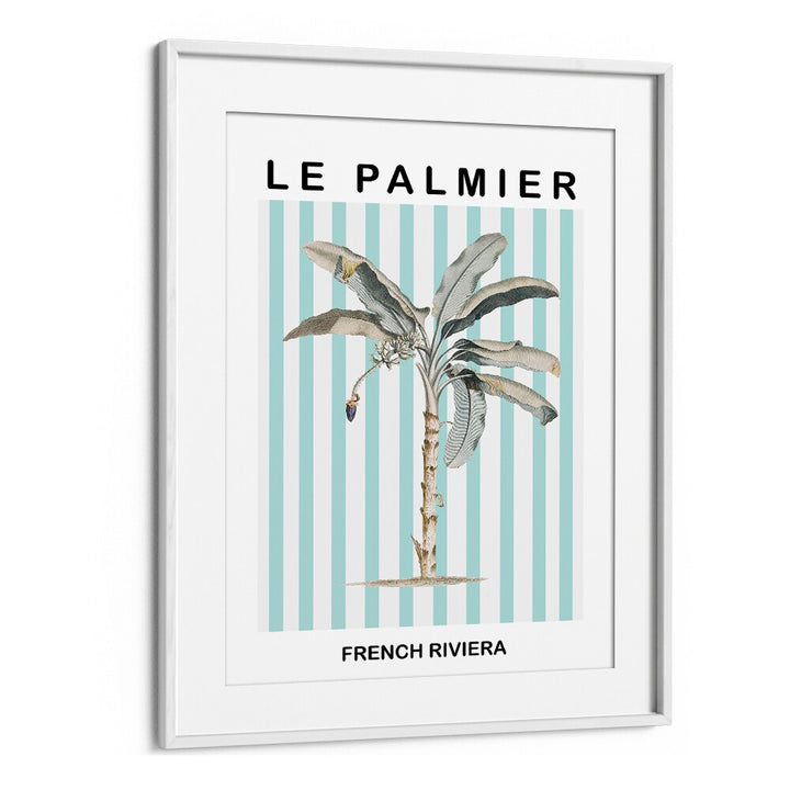 Striped Palm Tree By Grace Digital Art Co Beach Prints in White Frame With Mount