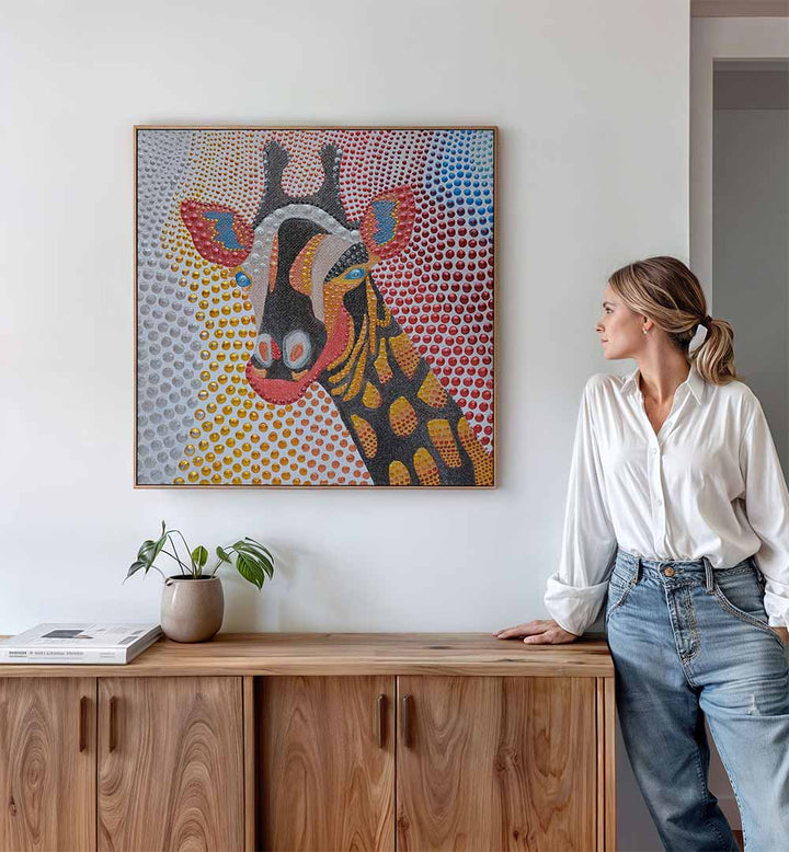 Bright and colorful STYLIZED GIRAFFE, KIDS ROOM PAINTINGS perfect for adding whimsy to your child's space.