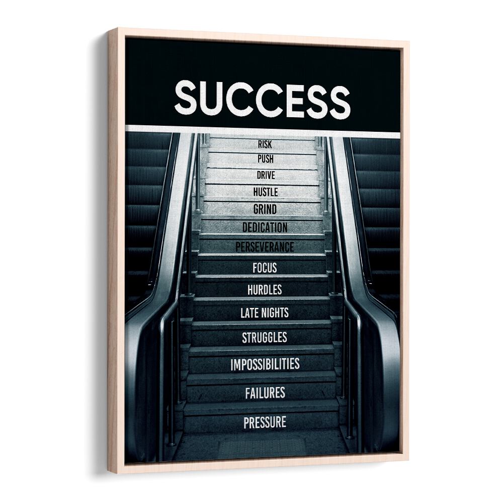 Success Iii Quotes And Typography Posters in Oak Wood Floater Frame