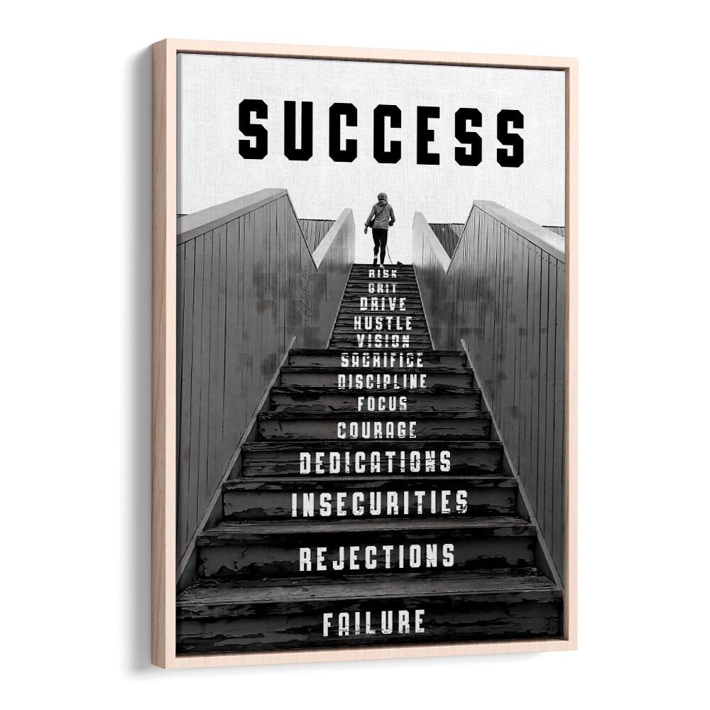 Success ii Quotes And Typography Posters in Oak Wood Floater Frame