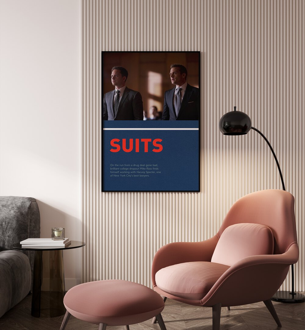 Suits by Grishma Korjani Movie Posters Artwork IV Placed on a wall In A Living Room