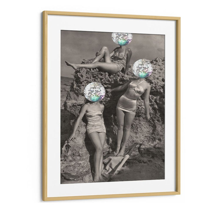 Summer Disco Vibe by the Art Concept Altered Art Prints in Oak Wood Frame With Mount