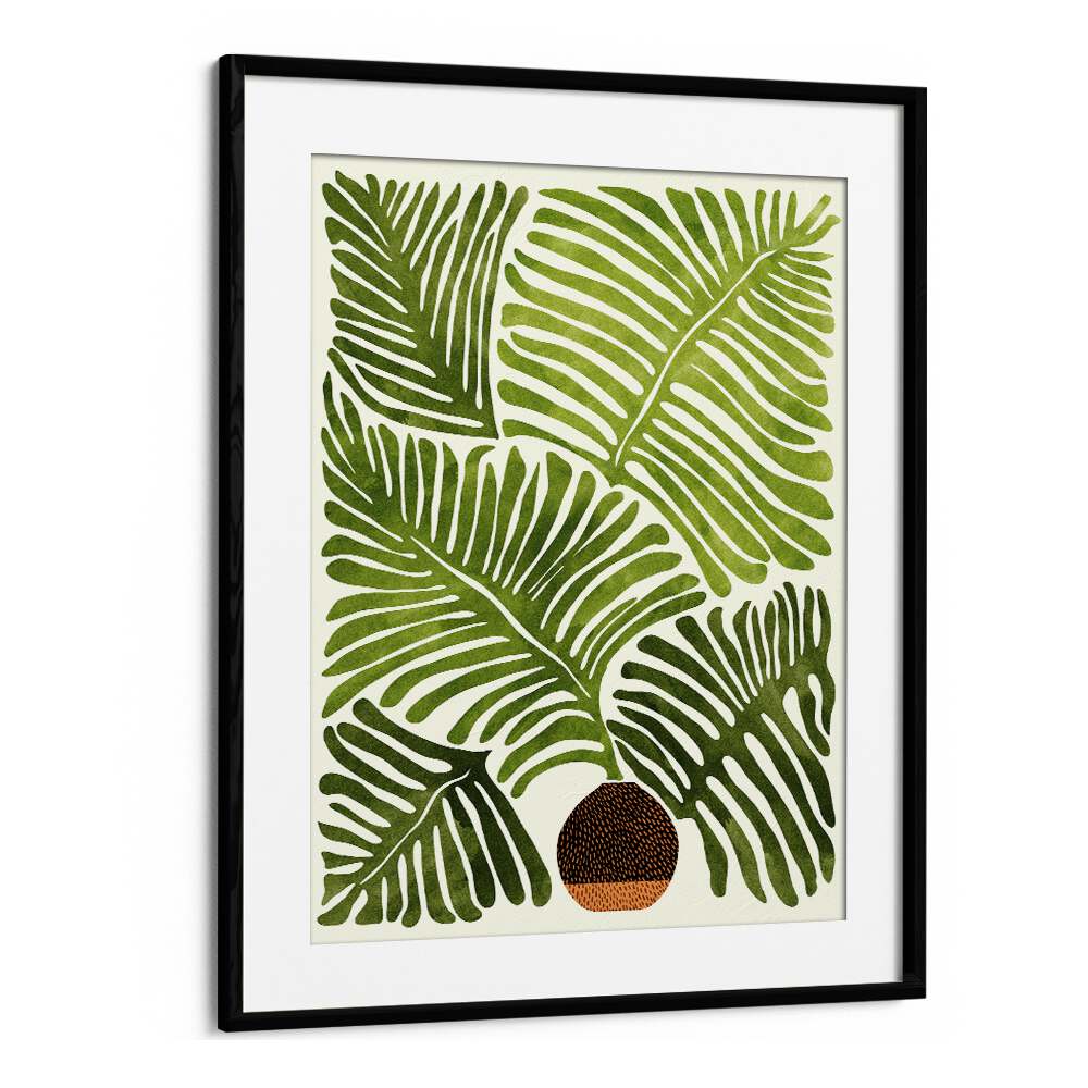 Summer Fern by Kristian Gallagher Botanical Flower Paintings Floral Paintings in Black Frame With Mount