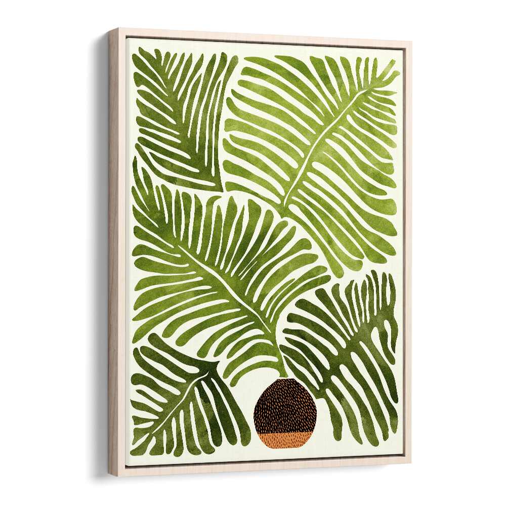 Summer Fern by Kristian Gallagher Botanical Flower Paintings Floral Paintings in Oak Wood Floater Frame