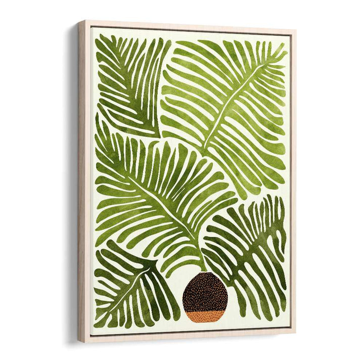 Summer Fern by Kristian Gallagher Botanical Flower Paintings Floral Paintings in Oak Wood Floater Frame