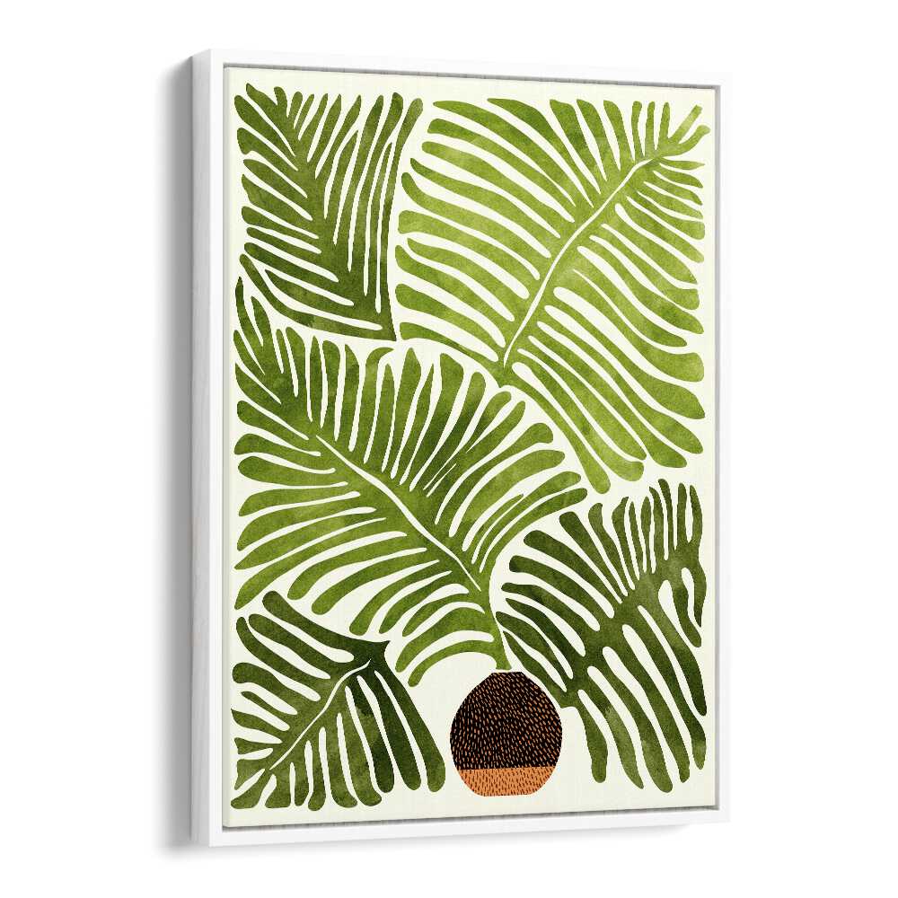 Summer Fern by Kristian Gallagher Botanical Flower Paintings Floral Paintings in White Floater Frame