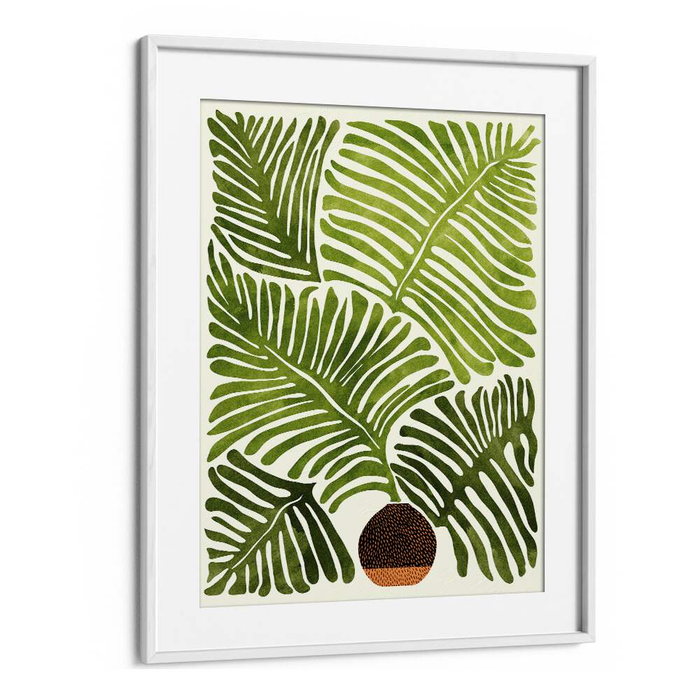 Summer Fern by Kristian Gallagher Botanical Flower Paintings Floral Paintings in White Frame With Mount