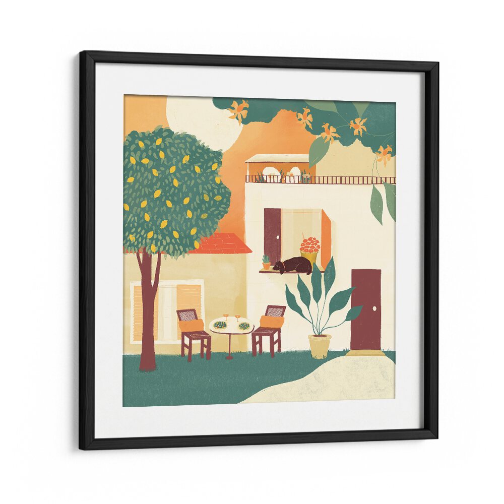 Summer Lunch by Shriya Bhattacharya Art Print in Black Frame With Mount