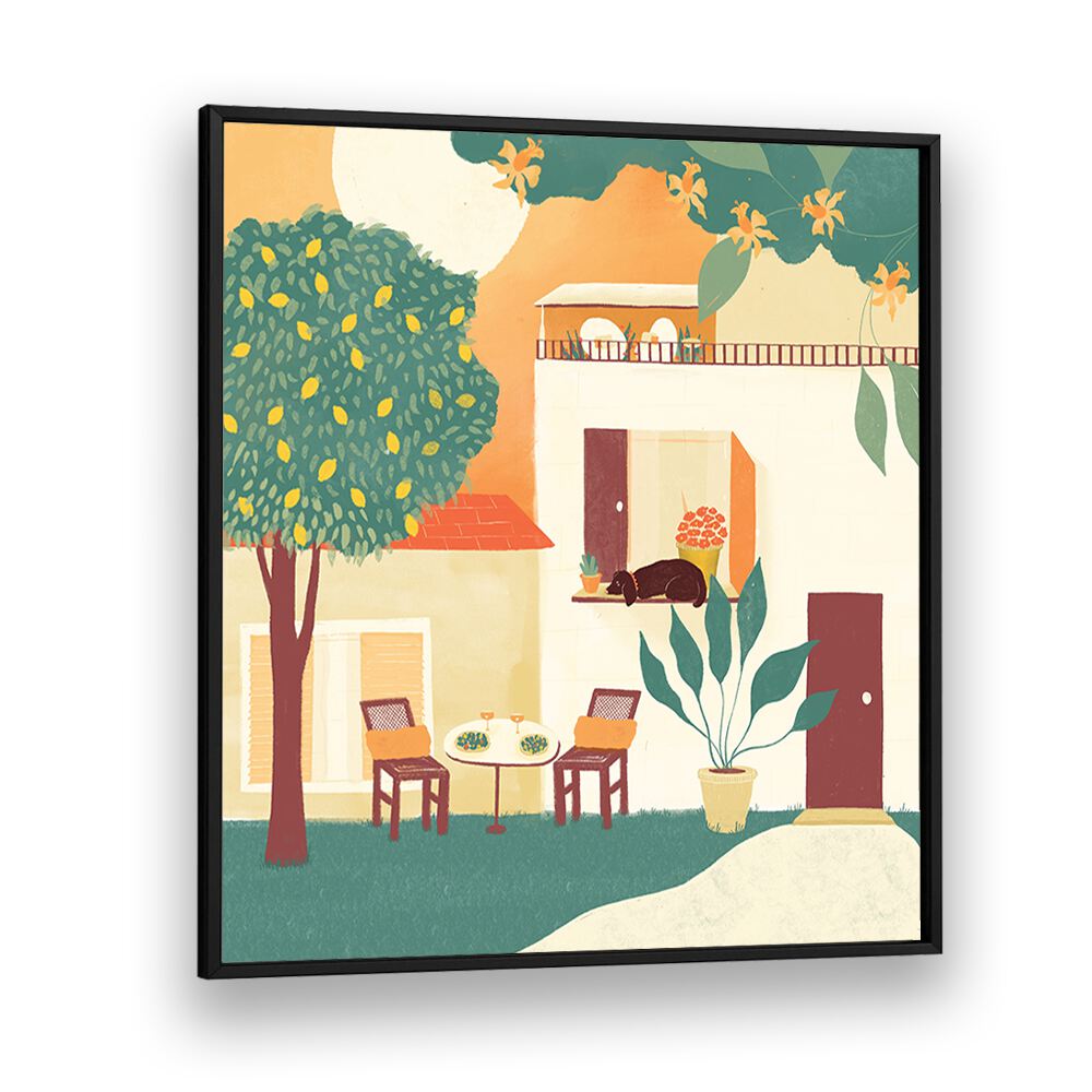 Summer Lunch by Shriya Bhattacharya Art Print in Black Plain Frame