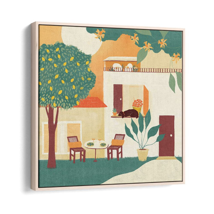 Summer Lunch by Shriya Bhattacharya Art Print in Oak Wood Floater Frame