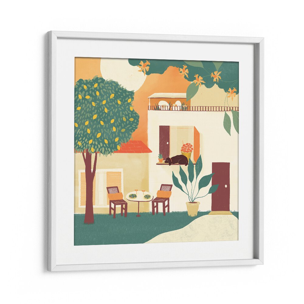 Summer Lunch by Shriya Bhattacharya Art Print in White Frame With Mount