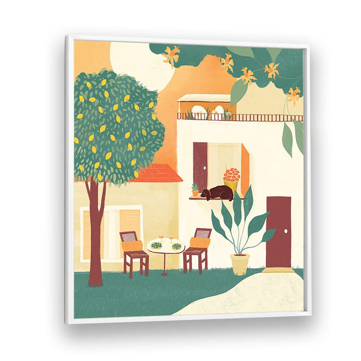 Summer Lunch by Shriya Bhattacharya Art Print in White Plain Frame