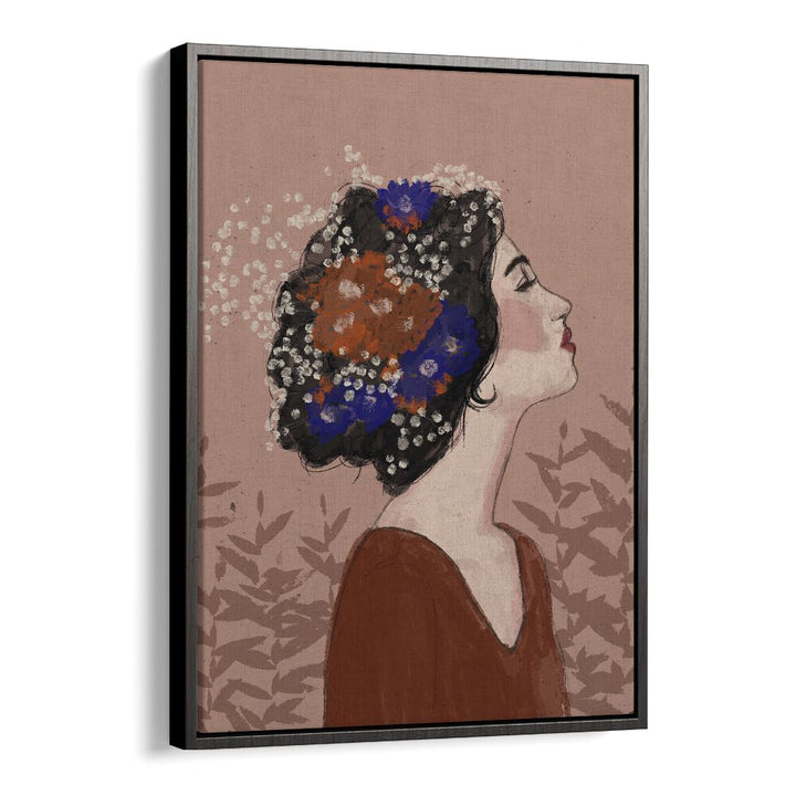 Summer Night by Treechild Women Illustration Paintings in Black Floater Frame