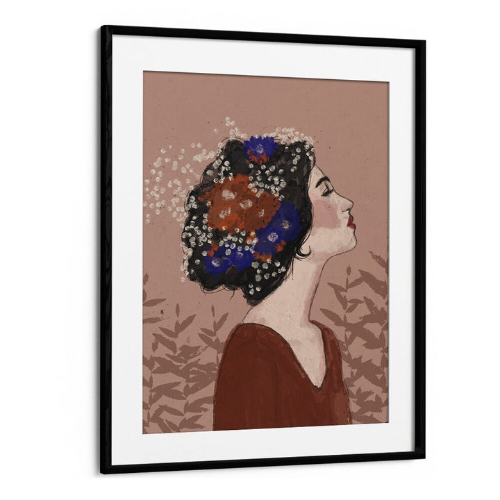 Summer Night by Treechild Women Illustration Paintings in Black Frame With Mount