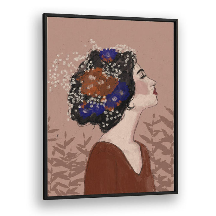 Summer Night by Treechild Women Illustration Paintings in Black Plain Frame