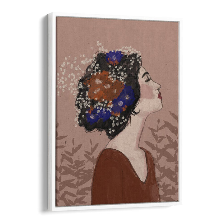 Summer Night by Treechild Women Illustration Paintings in White Floater Frame