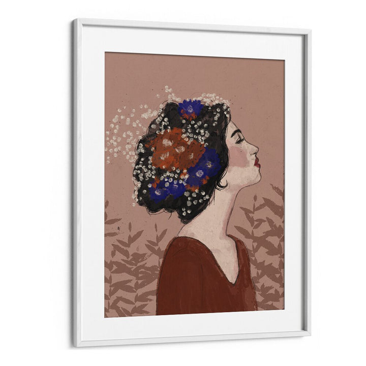 Summer Night by Treechild Women Illustration Paintings in White Frame With Mount