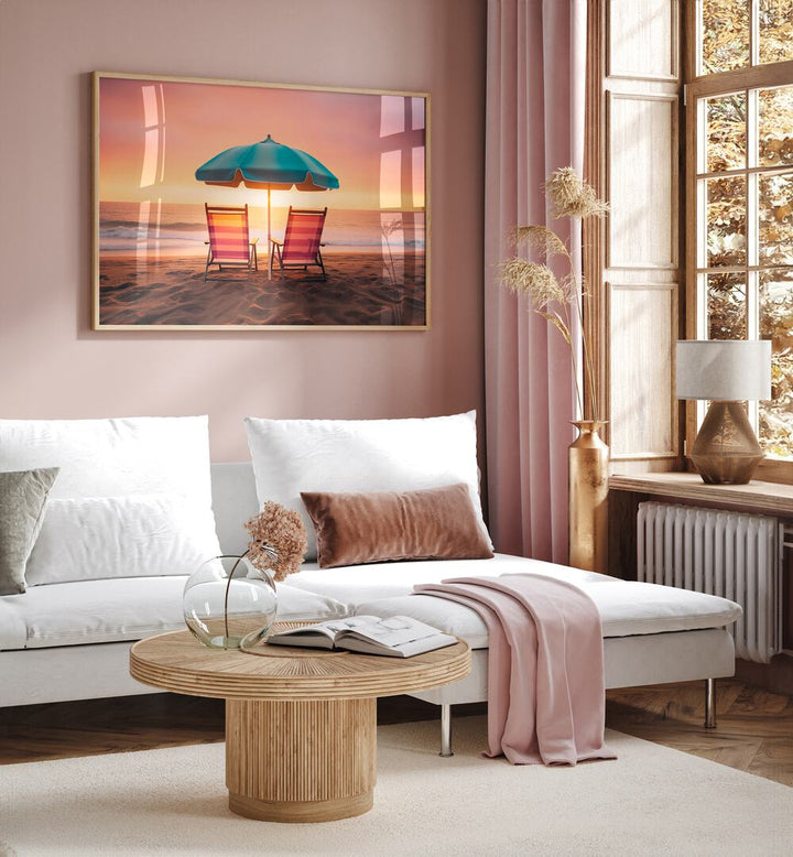 Warm colors of twilight shine in the SUMMER SUNSET, BEACH PAINTINGS, perfect for adding elegance to your home.