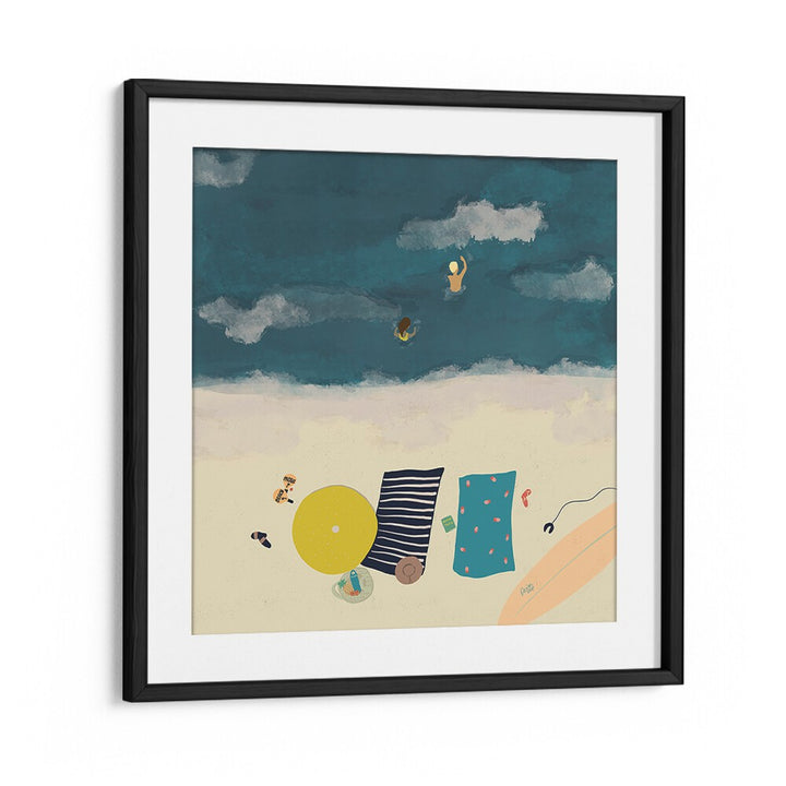 Summertime Splash Beach Prints Coastal Wall Art Prints in Black Frame With Mount