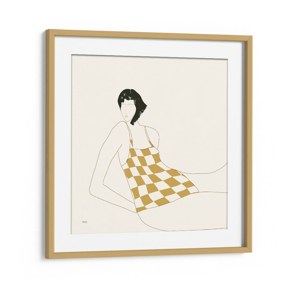 Sun In Squares By Andi Bell Beach Prints in Oak Wood Frame With Mount