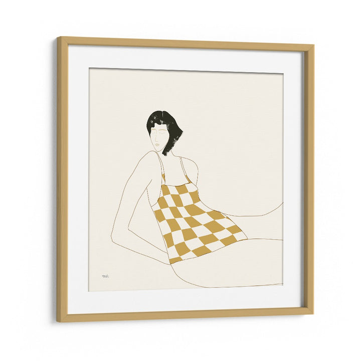 Sun In Squares By Andi Bell Beach Prints in Oak Wood Frame With Mount