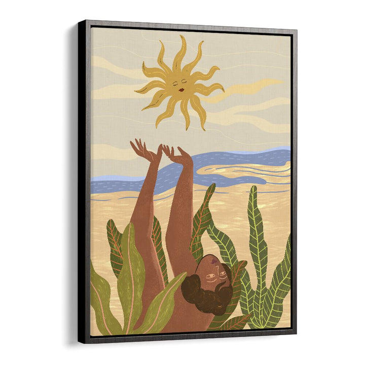 Sun Worship By Arty Guava Wall Art Prints in Black Floater Frame