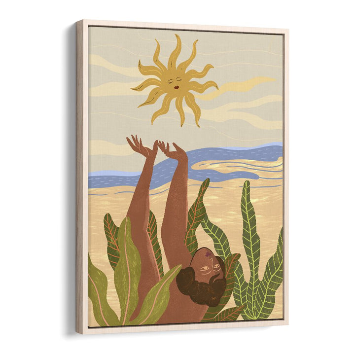 Sun Worship By Arty Guava Wall Art Prints in Oak Wood Floater Frame