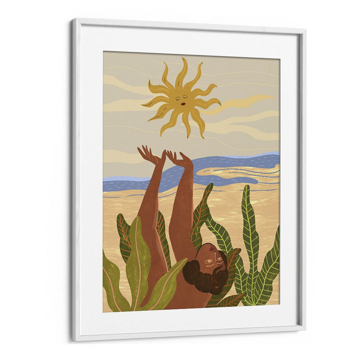 Sun Worship By Arty Guava Wall Art Prints in White Frame With Mount