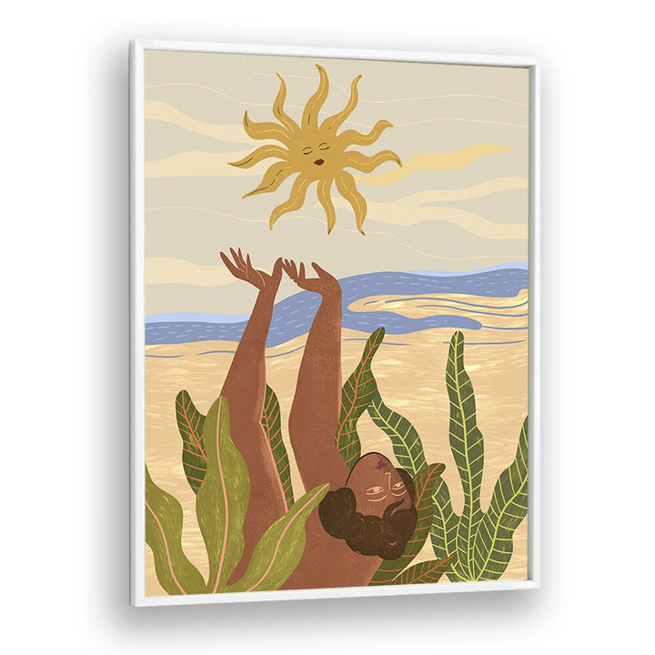 Sun Worship By Arty Guava Wall Art Prints in White Plain Frame