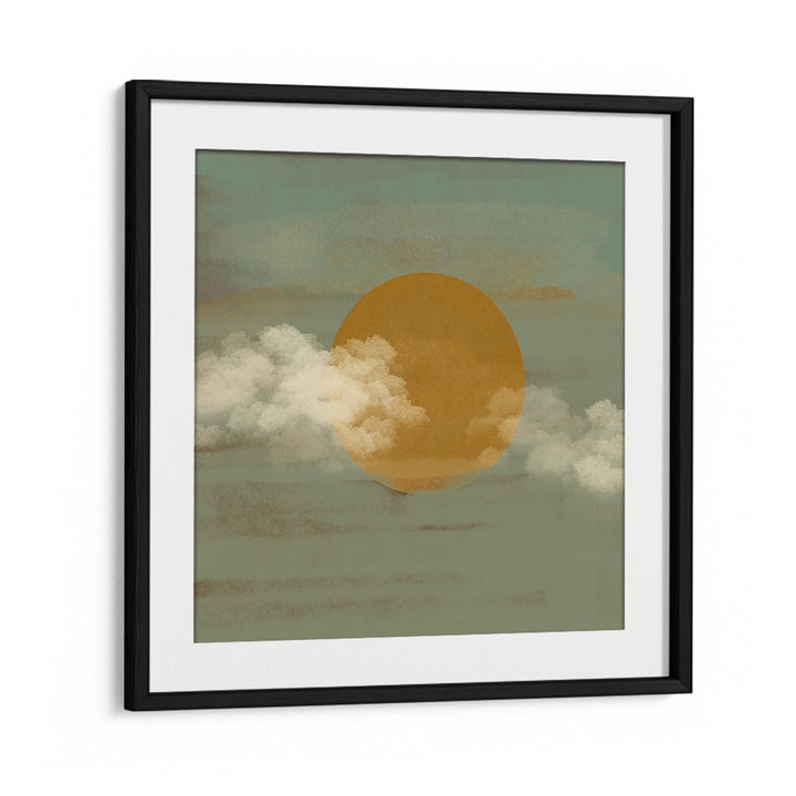 Sun a Clouds by Nilesh Kulkarni Abstract Paintings in Black Frame With Mount