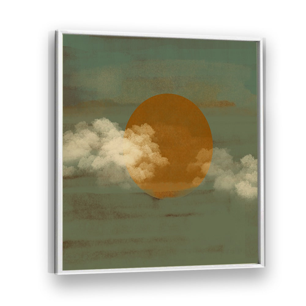 Sun a Clouds by Nilesh Kulkarni Abstract Paintings in White Plain Frame