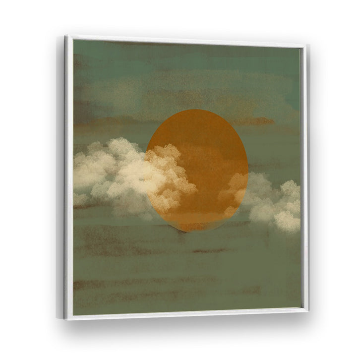 Sun a Clouds by Nilesh Kulkarni Abstract Paintings in White Plain Frame