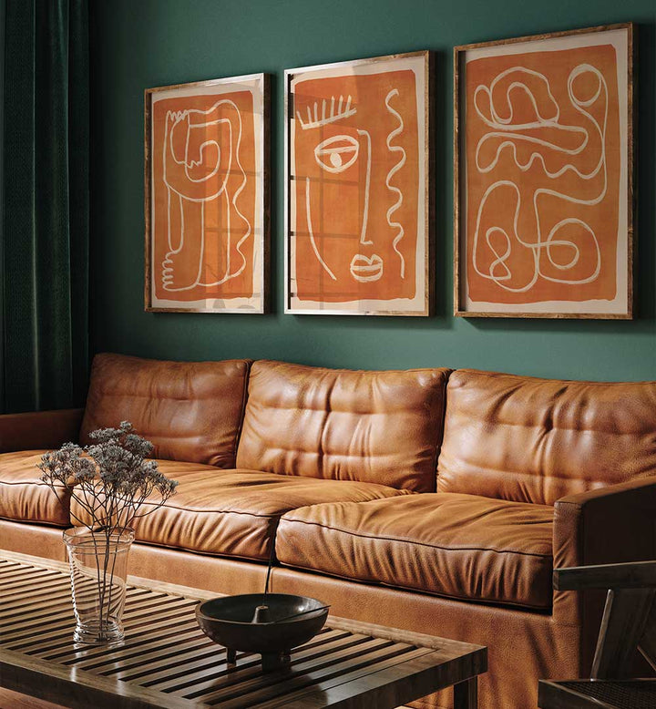 SUNBAKED FACES SET , SET OF 3 PAINTINGS