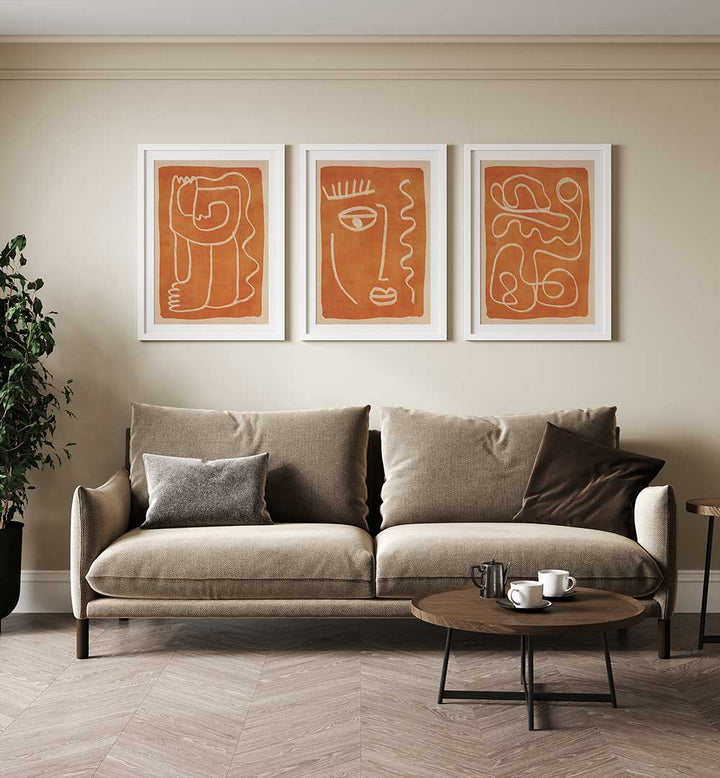 SUNBAKED FACES SET , SET OF 3 PAINTINGS