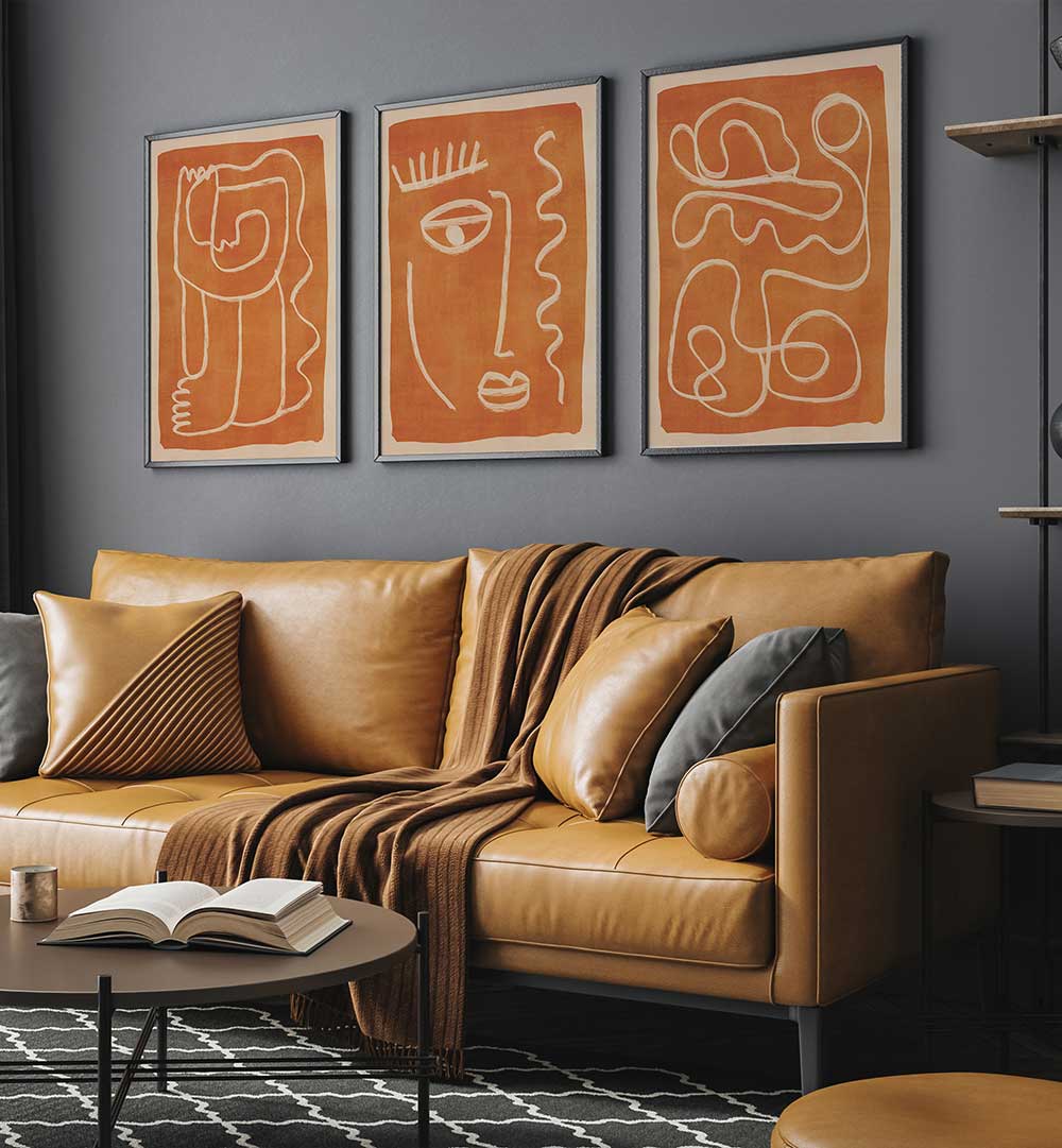 SUNBAKED FACES SET , SET OF 3 PAINTINGS