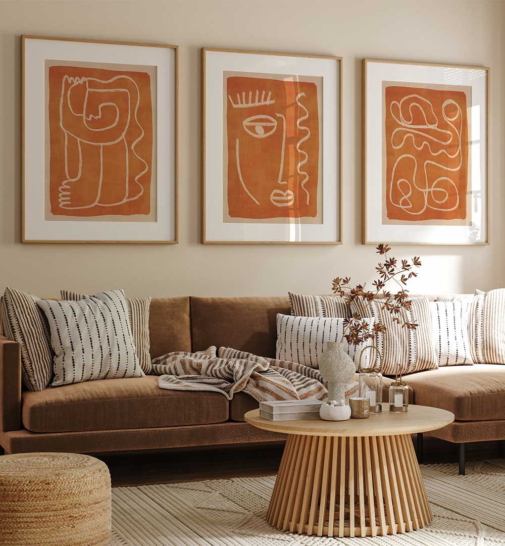 SUNBAKED FACES SET , SET OF 3 PAINTINGS